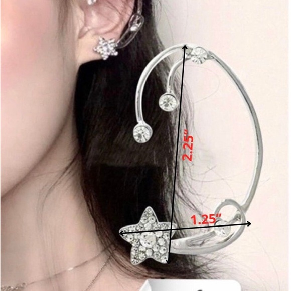 Moon And Star Pierced Ear Cuff Moon And Star Ear Jewelry - Picture 4 of 4